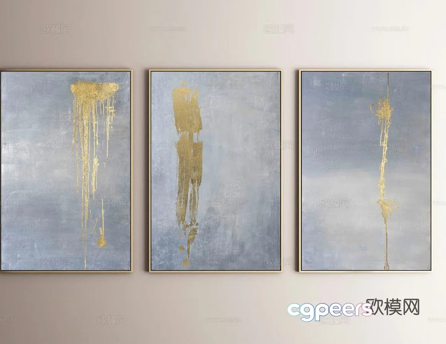 Modern decorative painting texture painting hanging painting 3d model