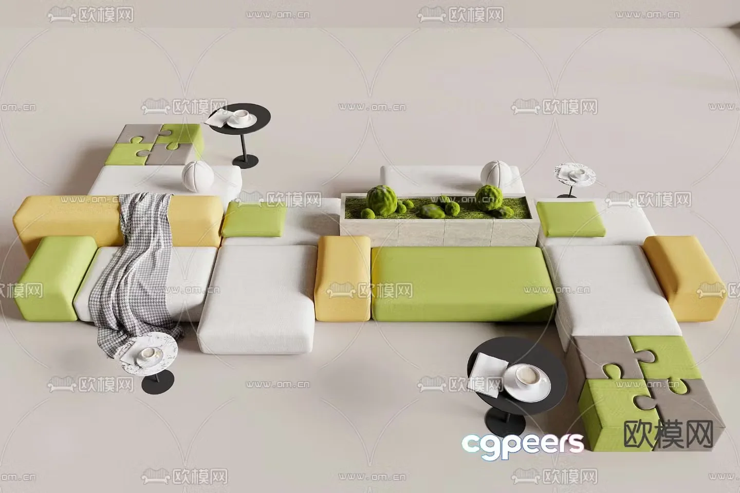 Office sofa modular sofa splicing sofa 3d model