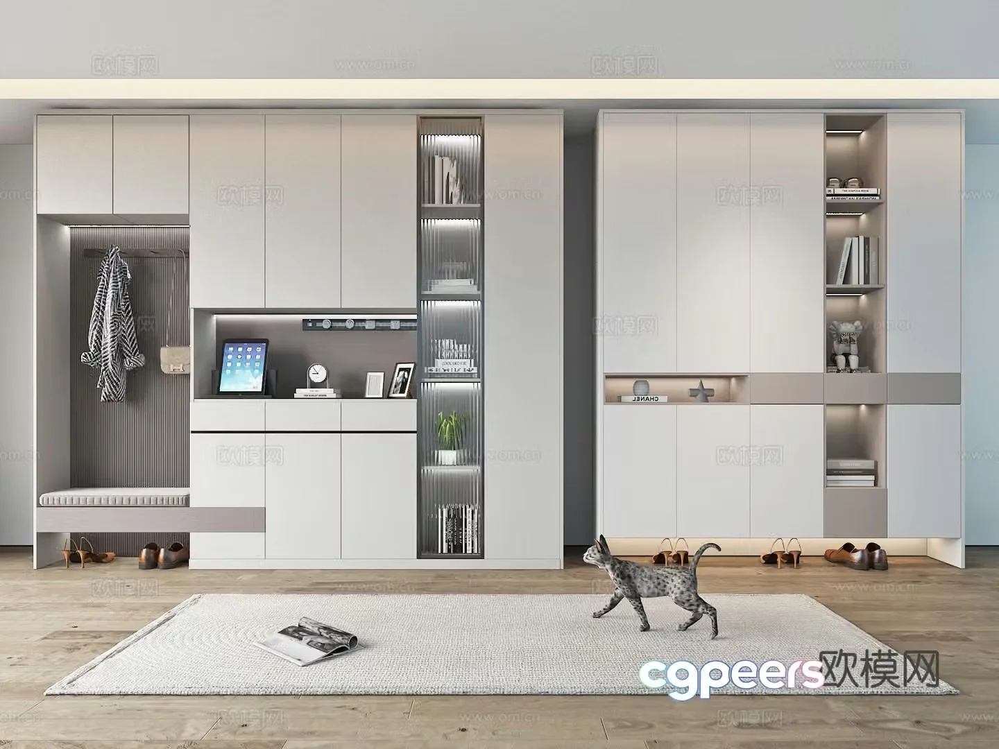 Modern partition shoe cabinet entrance shoe cabinet 3D model