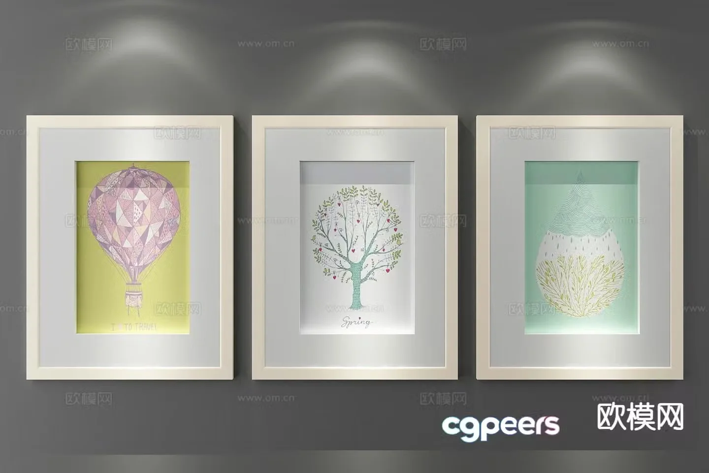 Decorative painting art painting hanging painting 3d model