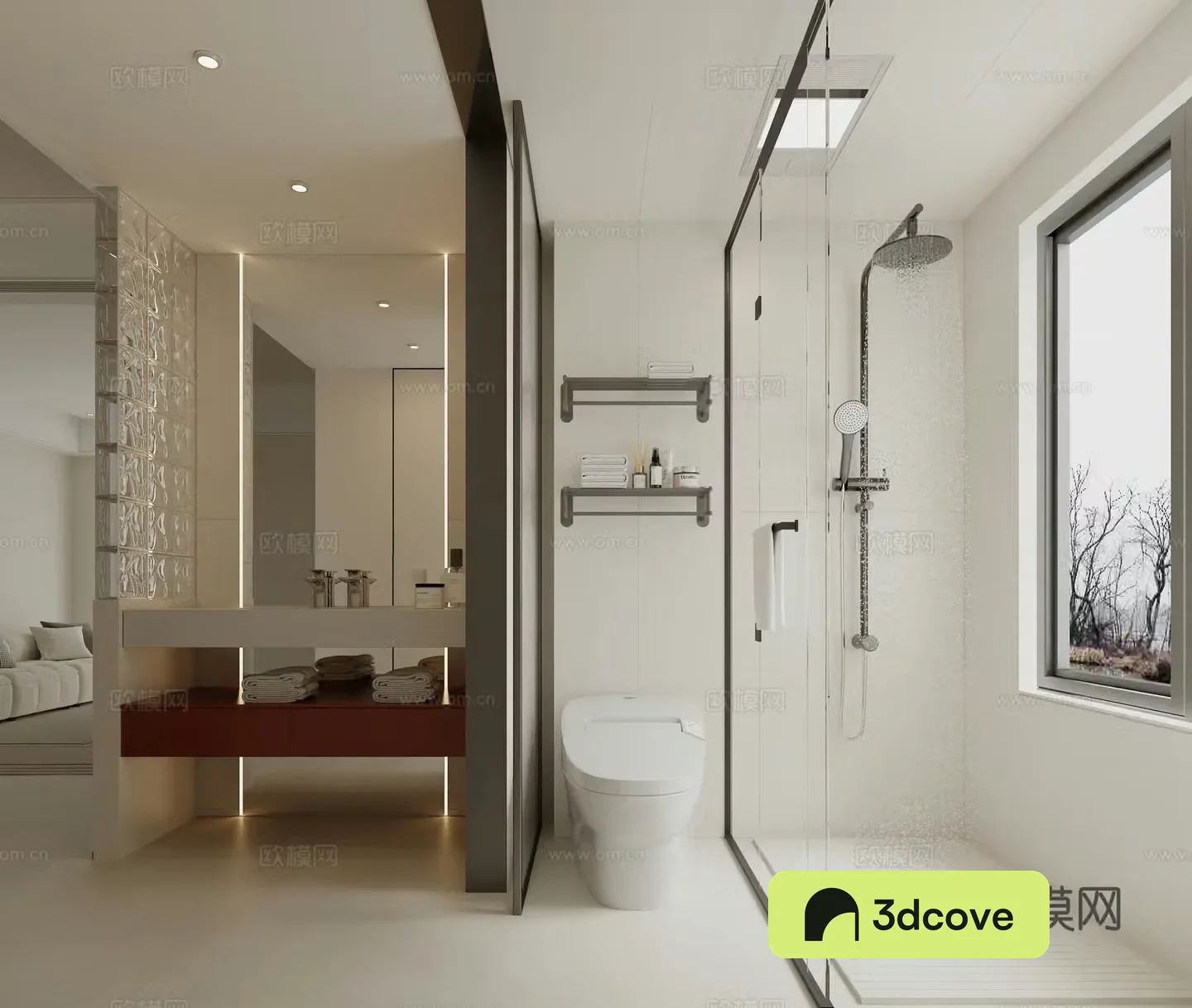 Modern creamy bathroom