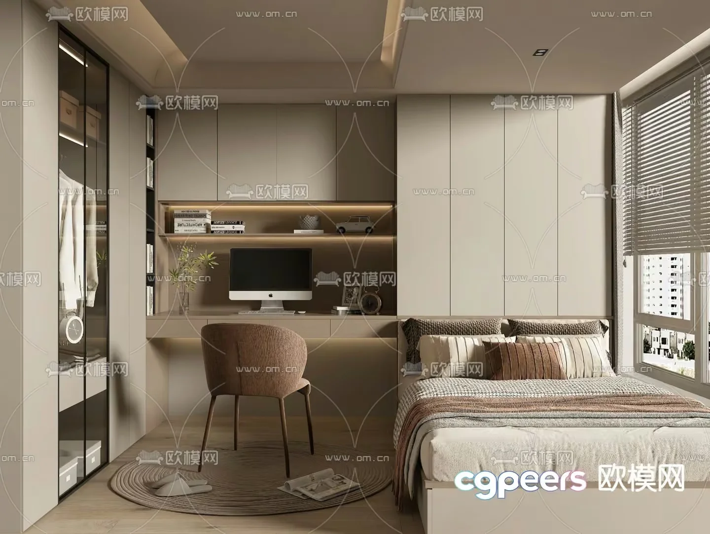 Modern Bedroom Design 3D Model – 1002 – VRAY Render