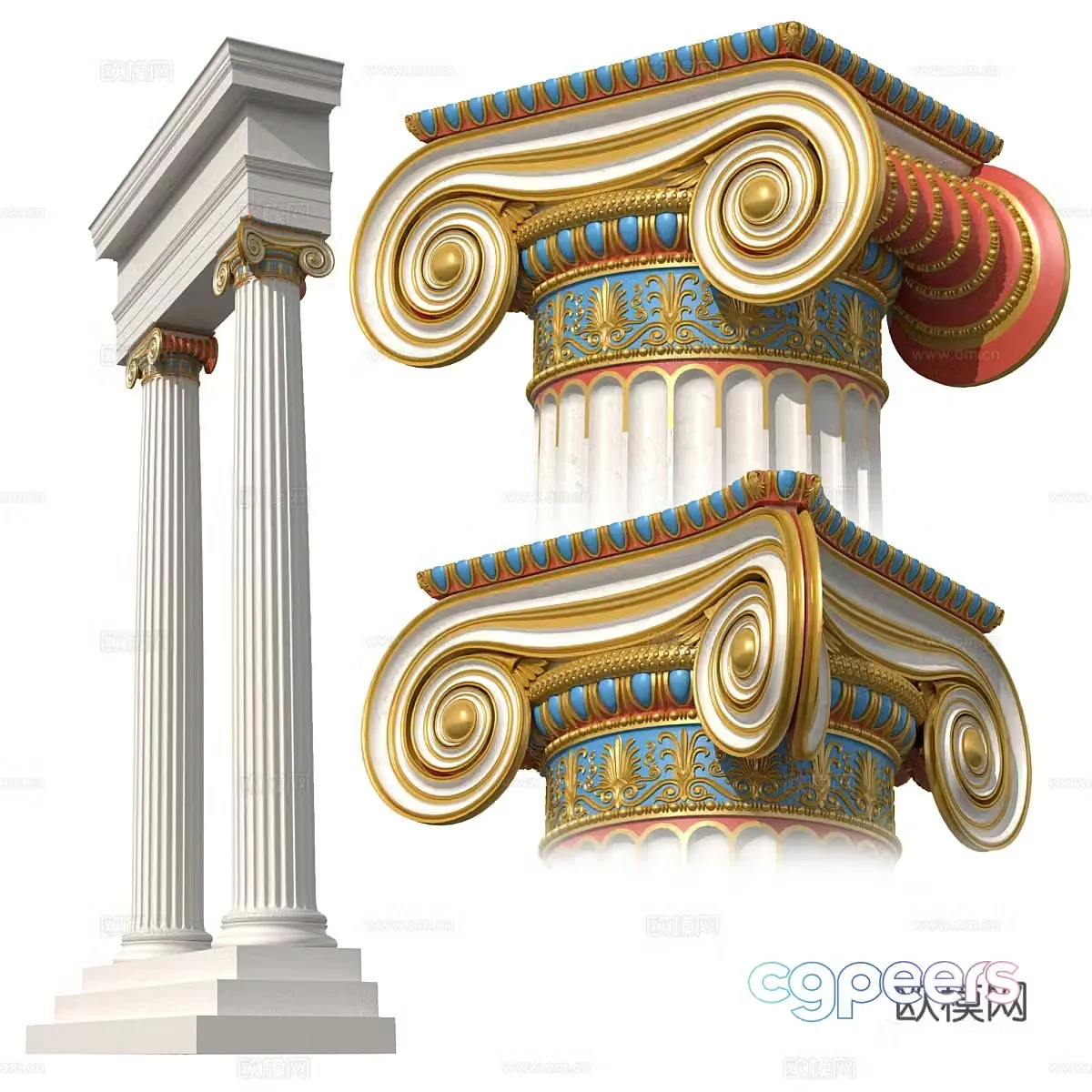 French Ioni Column Roman Column 3D Model