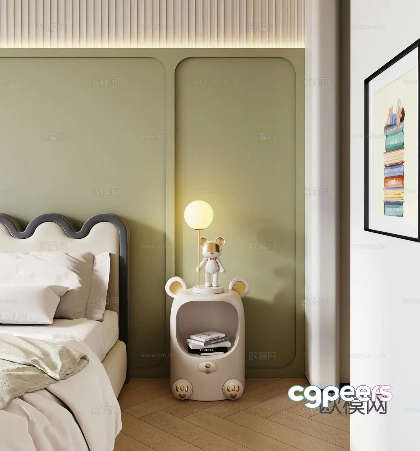 Modern children’s room bedside table 3d model