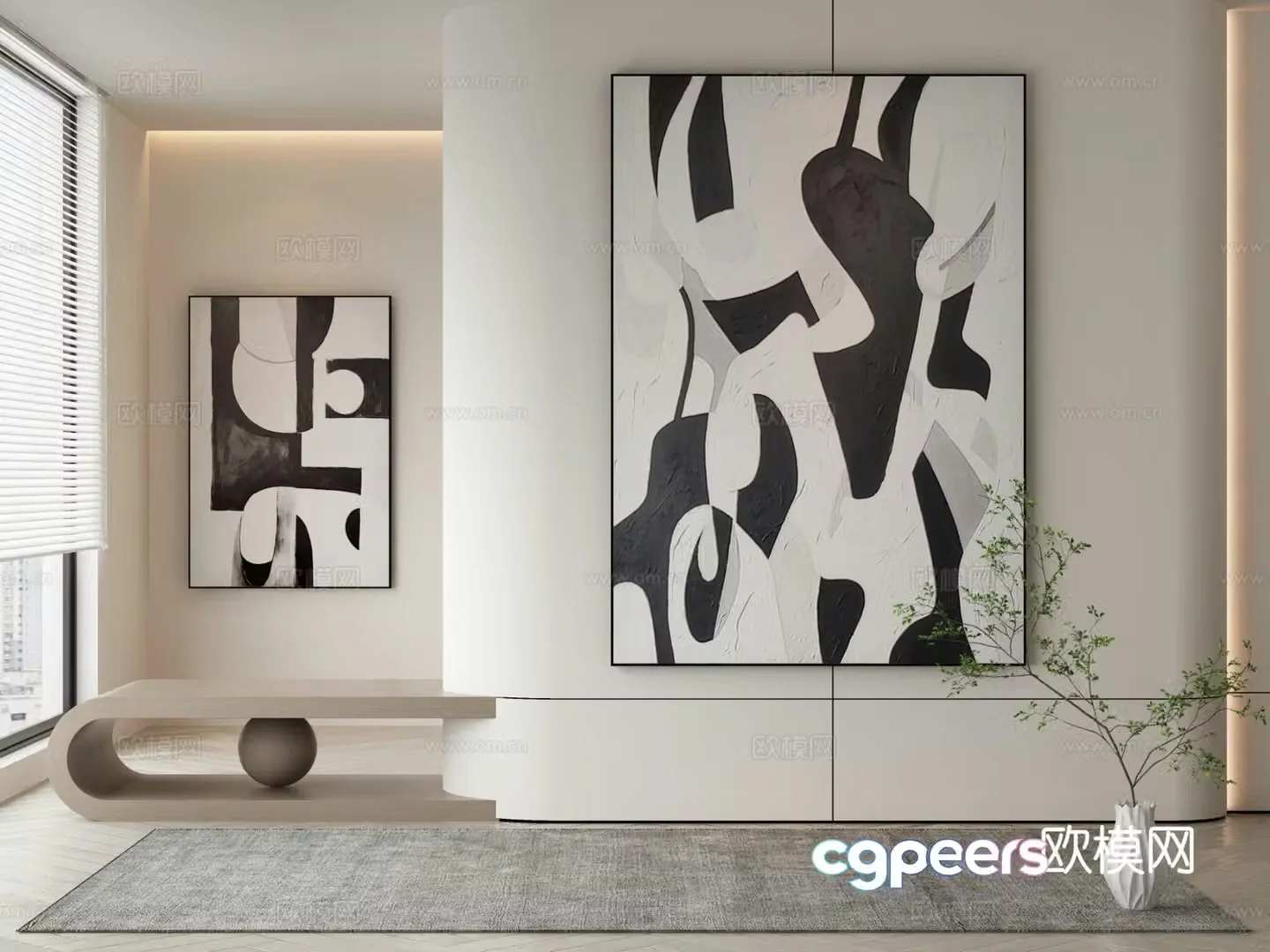 Modern abstract painting decorative painting 3d model