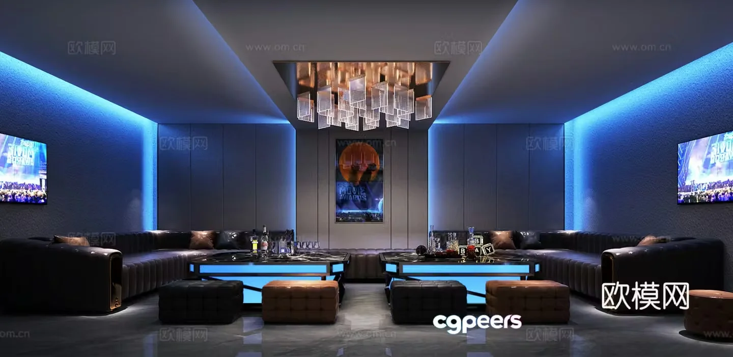 Modern KTV private room karaoke private room 3D model