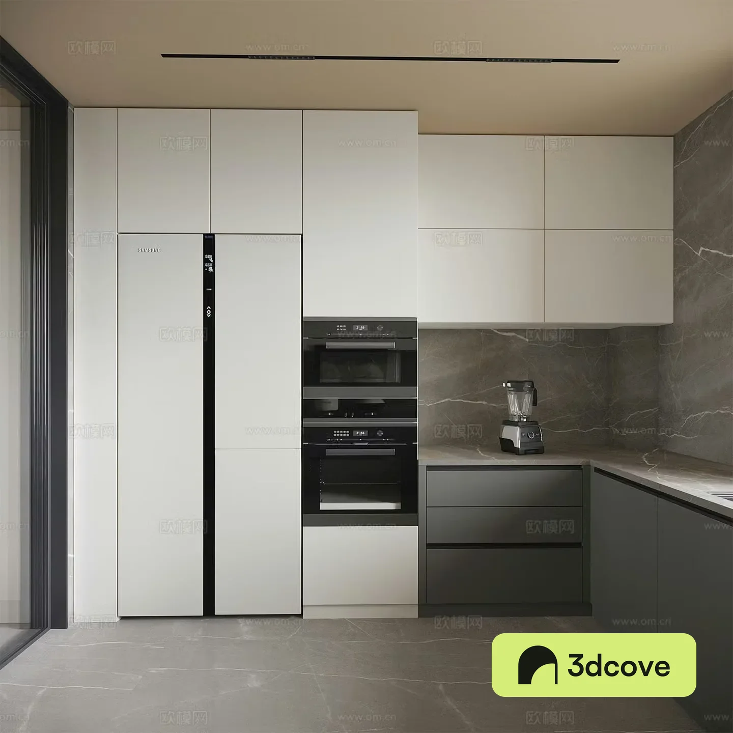 Modern refrigerator cabinet refrigerator oven kitchen