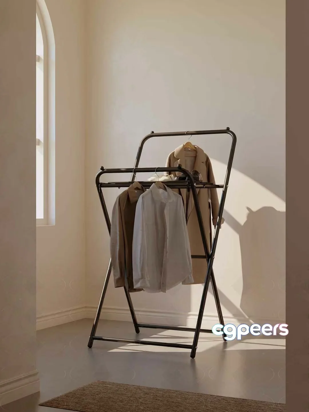 Black Metal Clothing Rack 3D Model – 16655 – CORONA Render