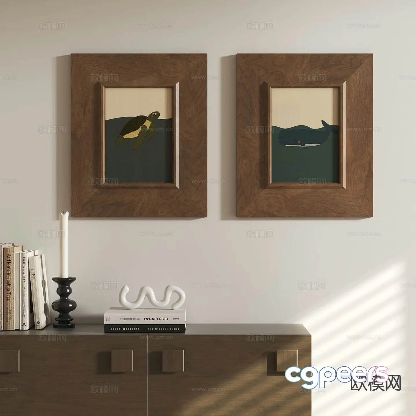 Medieval style hanging painting animal painting decorative painting 3D model