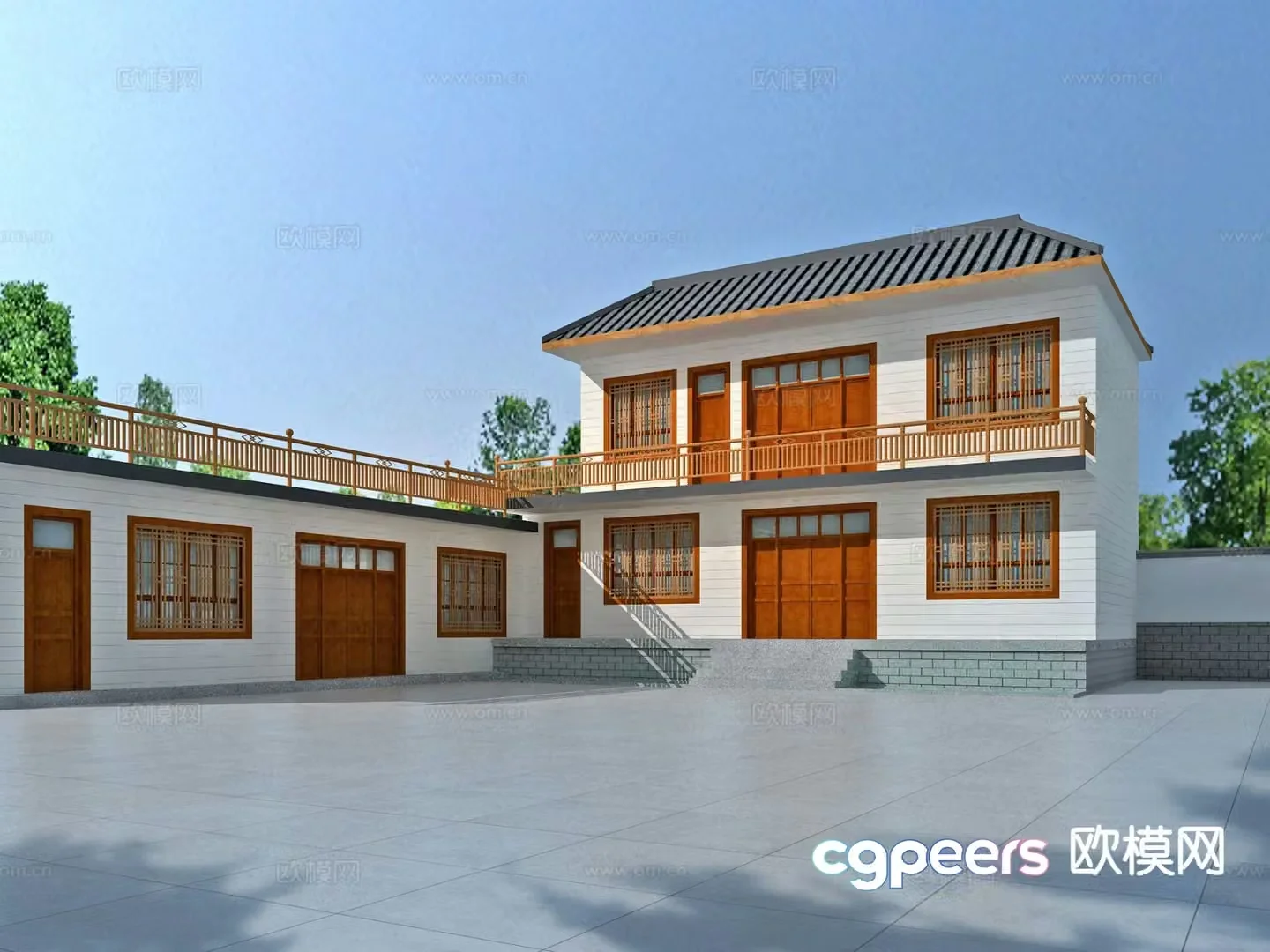 New Chinese style rural house self-built house appearance 3D model