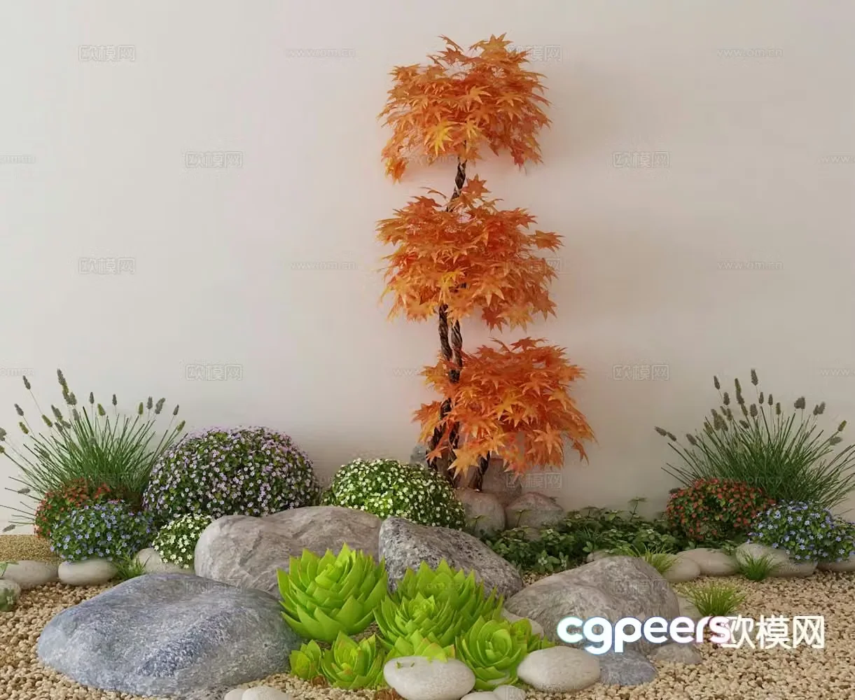 Modern plant landscaping landscape sketch 3D model