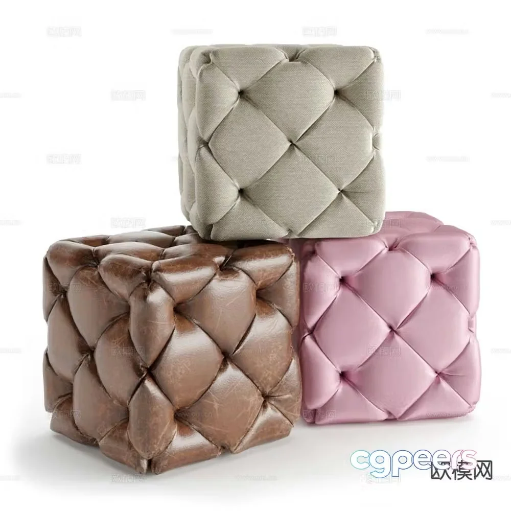 Chester stool sofa stool low stool square stool 3d model