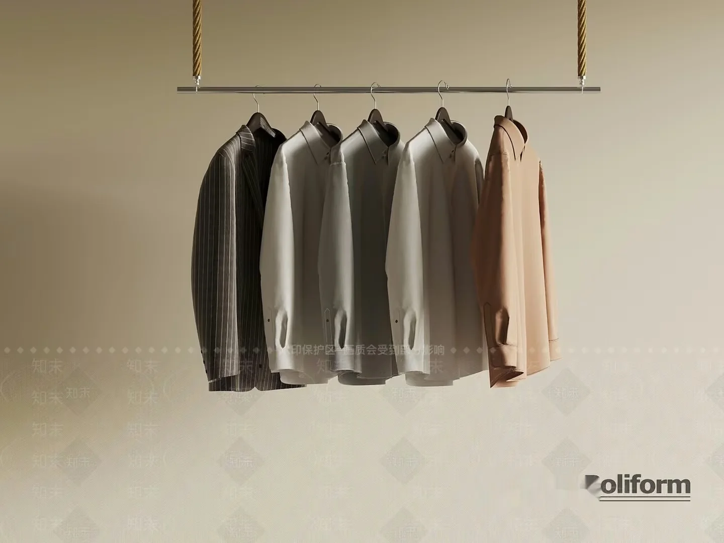 A Row Of Shirts Hanging From A Clothes Rail 3D Model – 8172 – VRAY Render