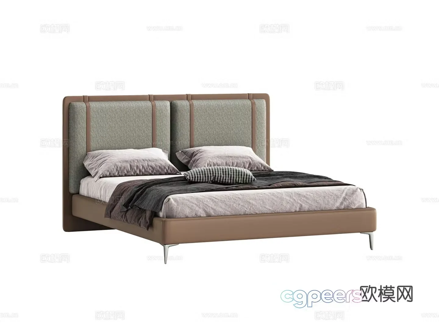 Modern double bed 3d model
