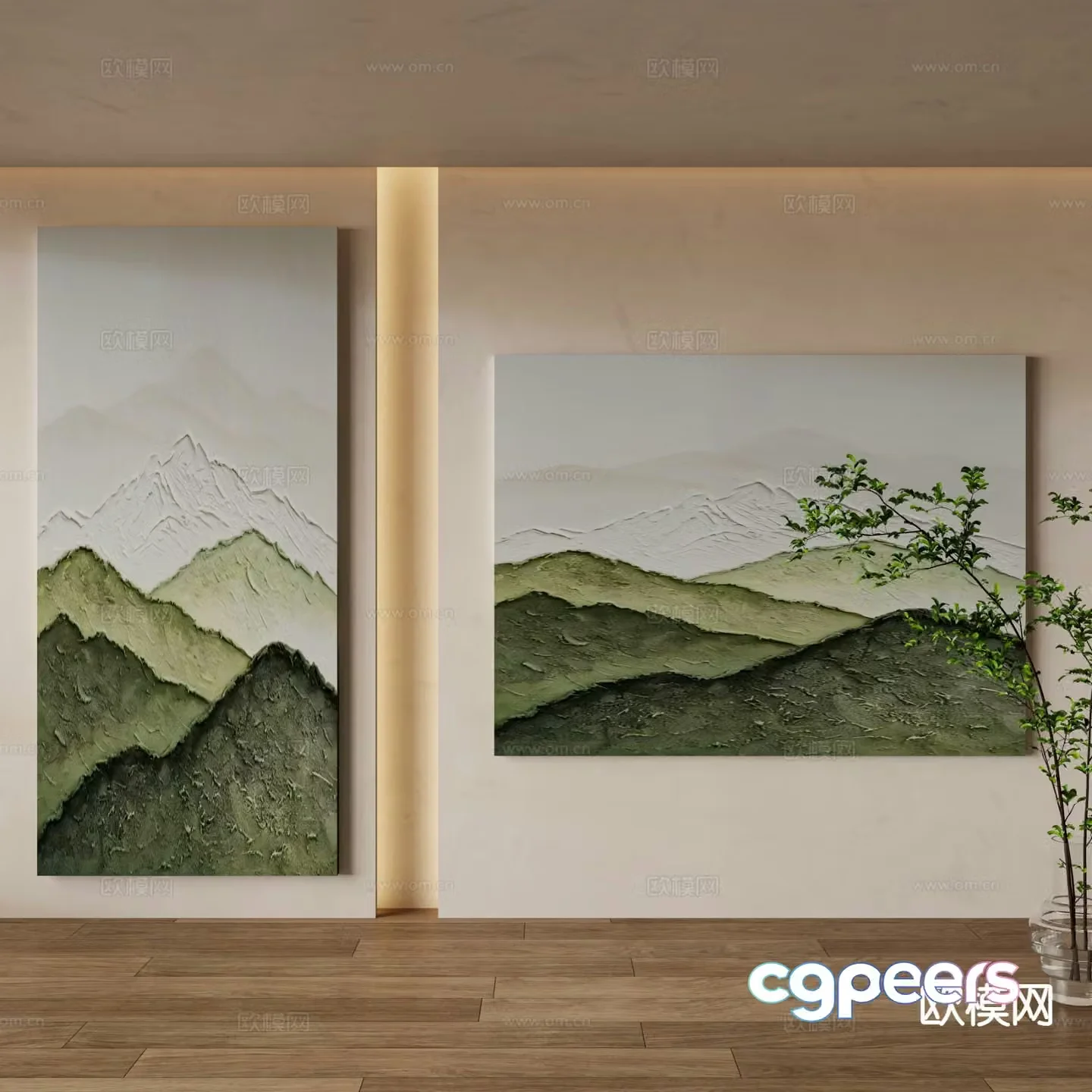Modern oil painting landscape painting decorative painting 3d model
