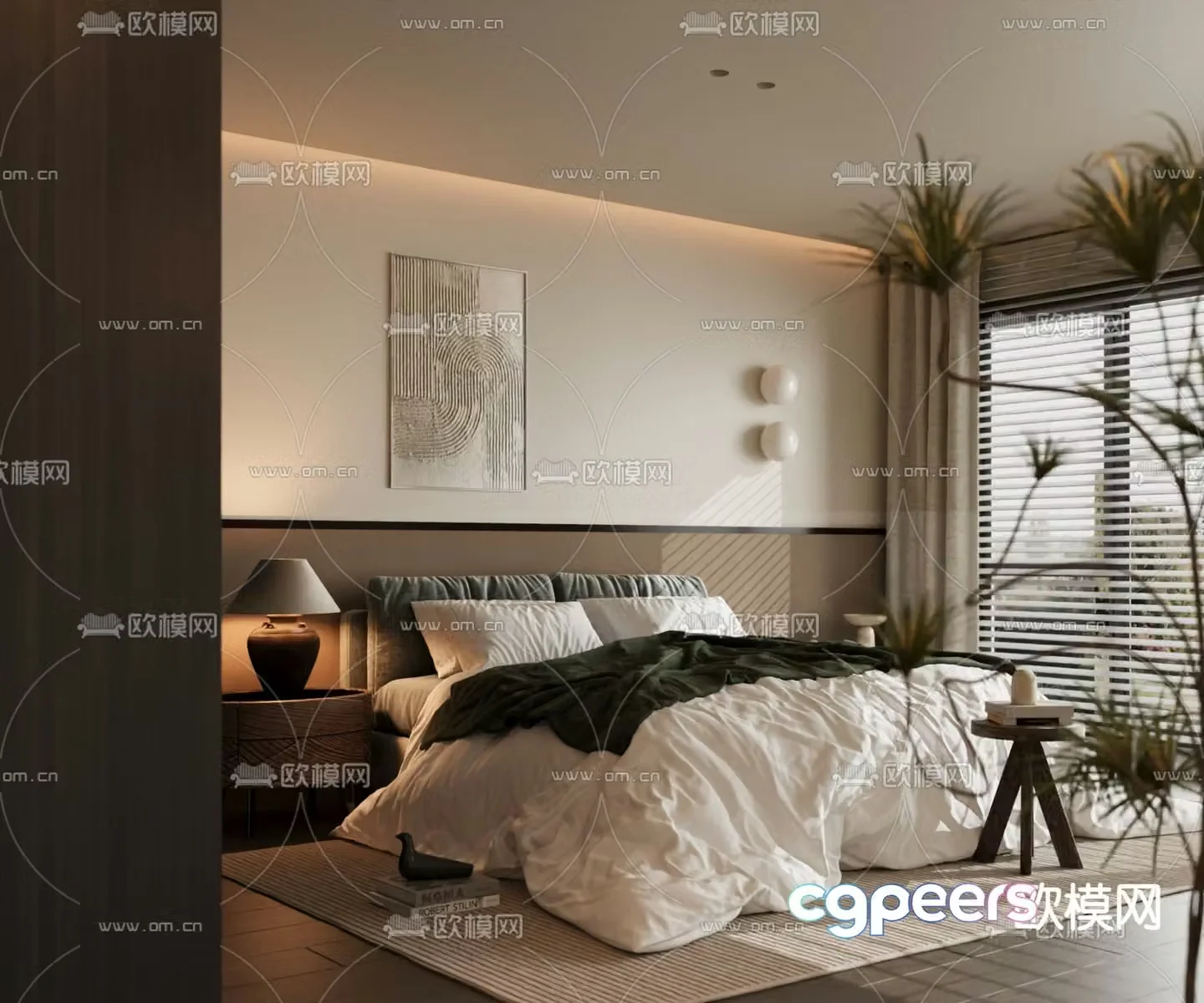 Italian double bed 3d model