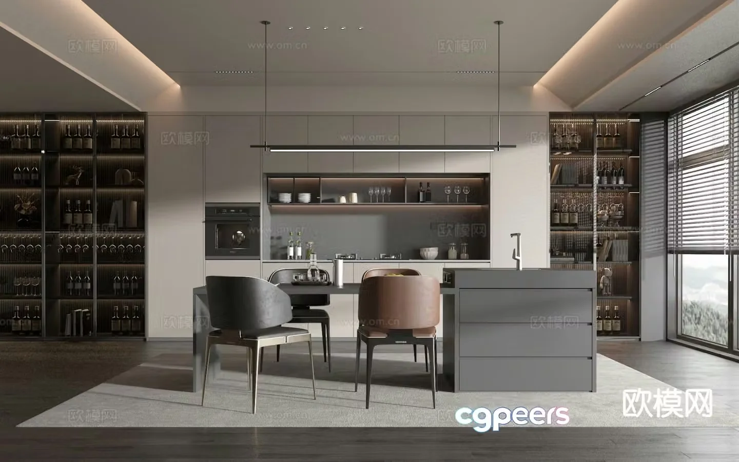 Modern island restaurant 3d model