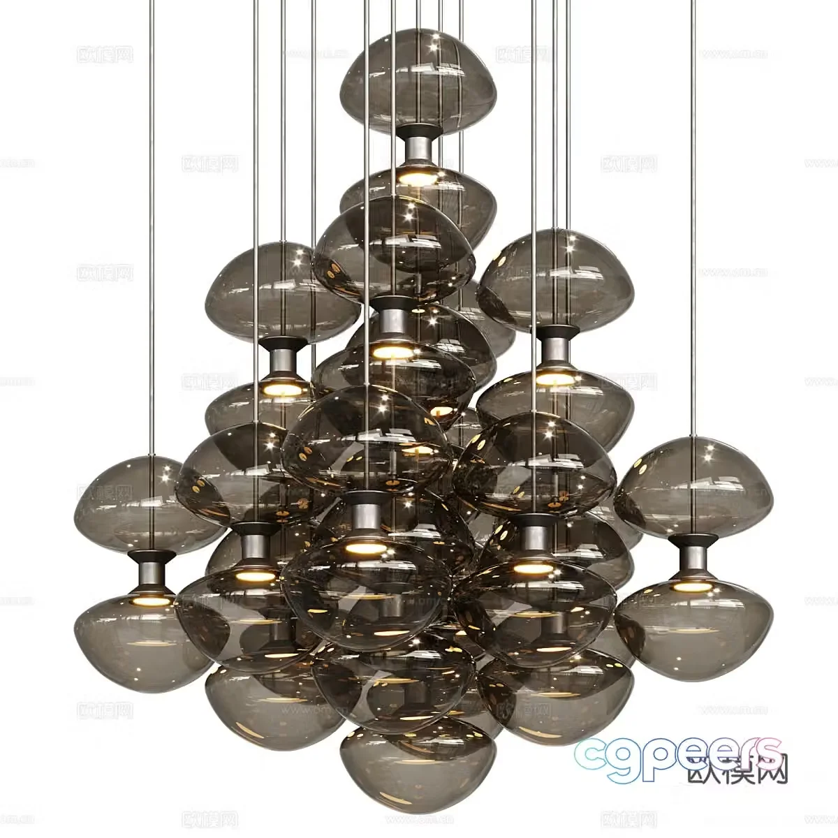Modern Italian light luxury glass decorative chandelier 3d model