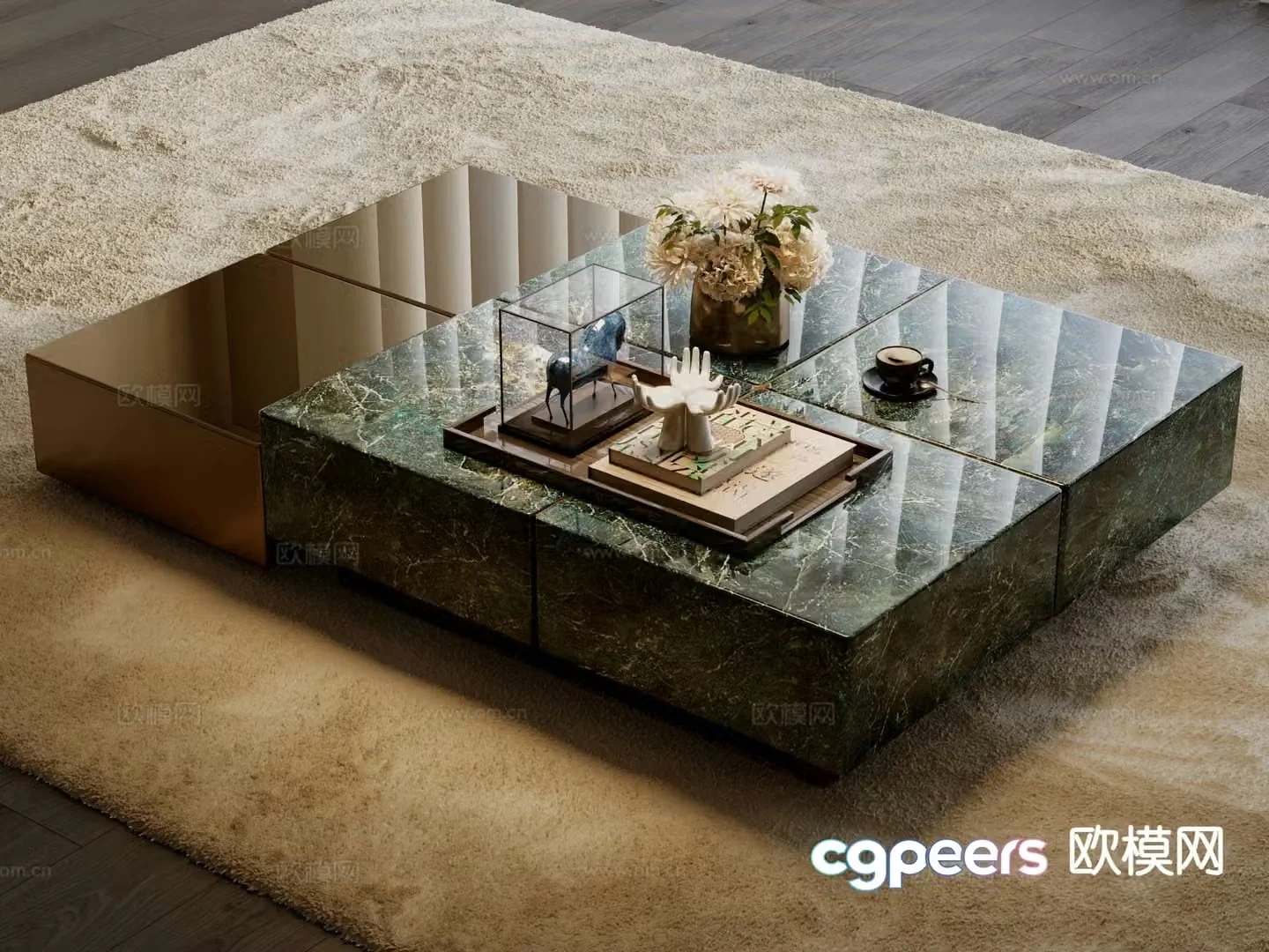Modern square coffee table 3d model