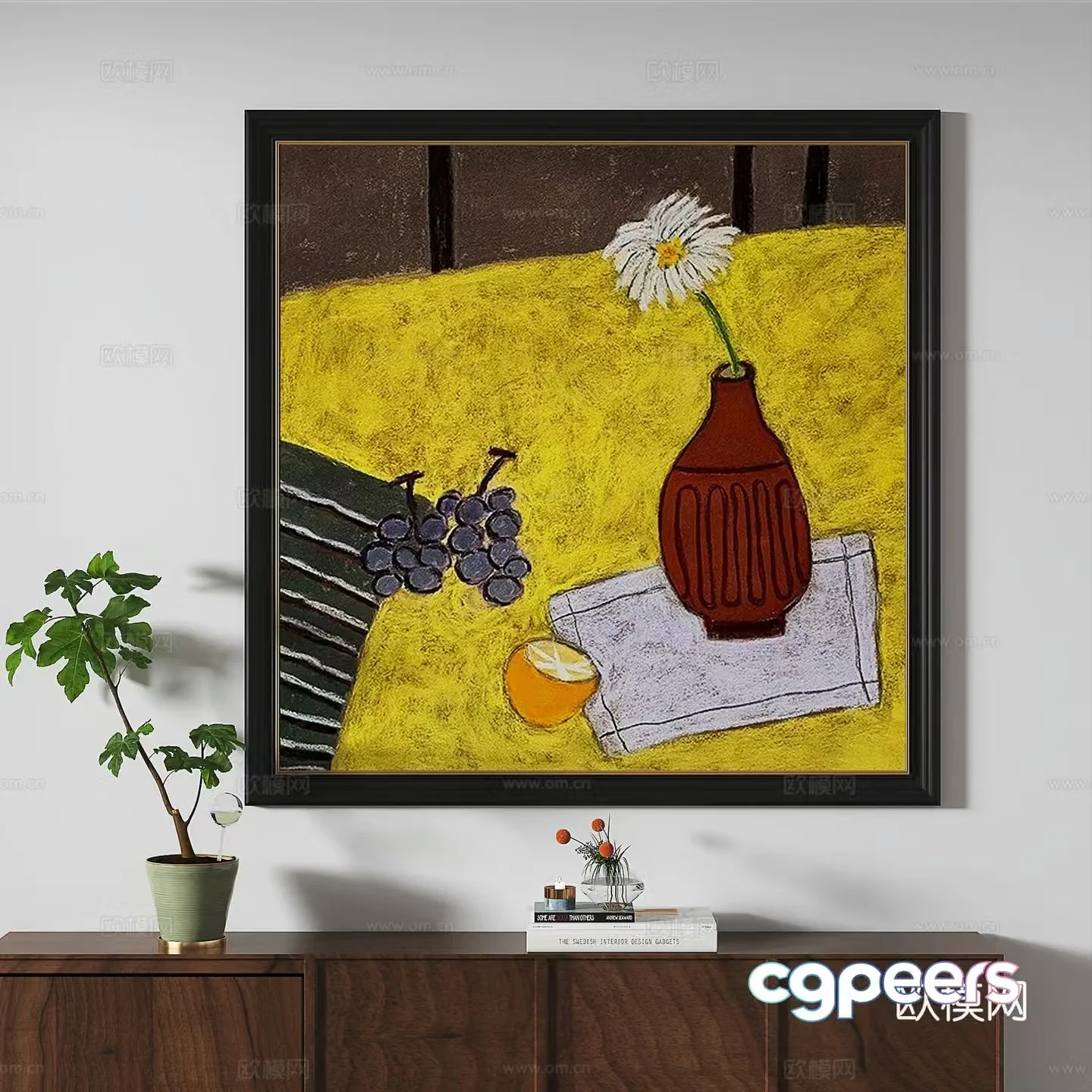 European French classical retro light luxury abstract simple decorative painting 3d model
