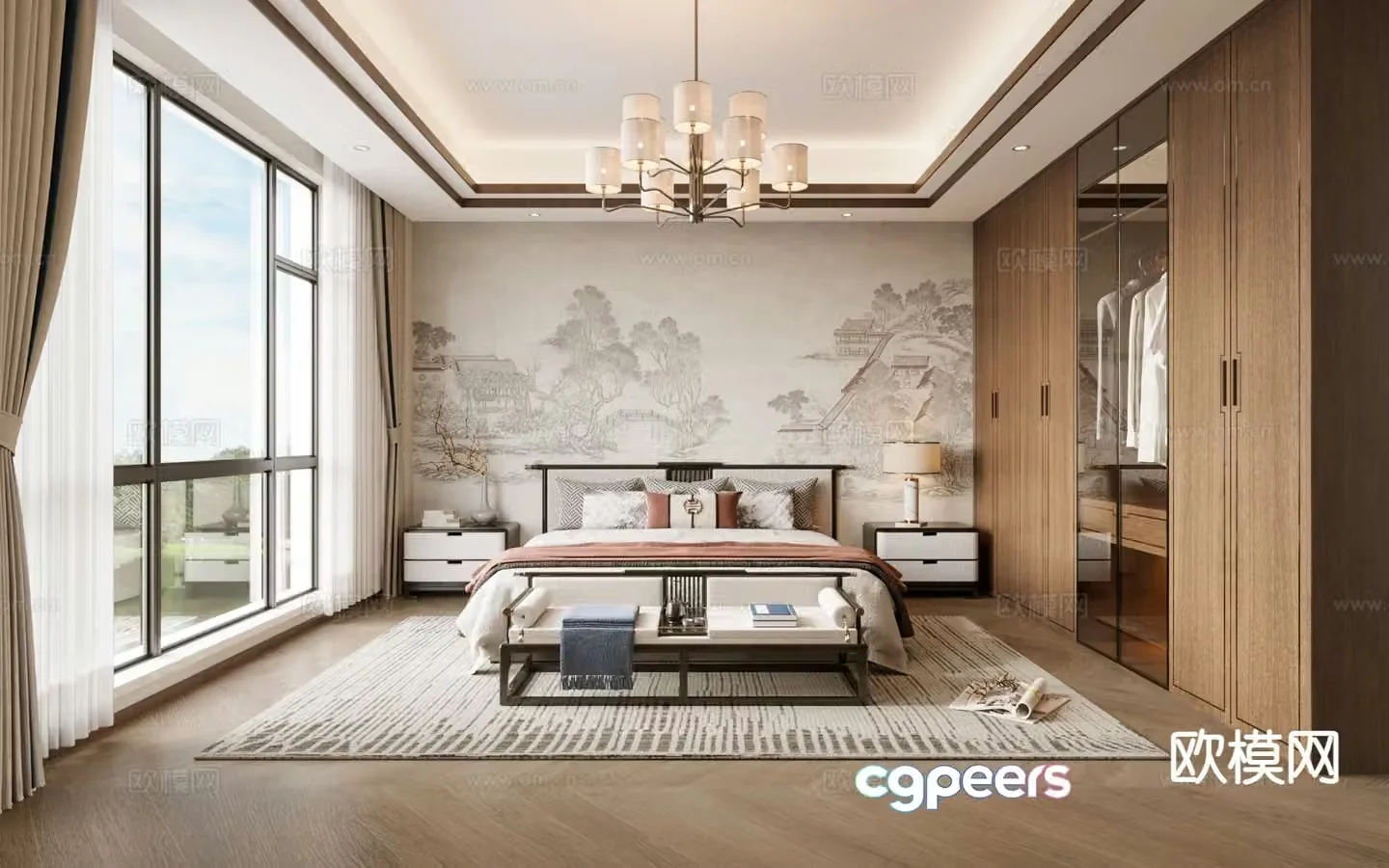 New Chinese style bedroom master bedroom 3d model