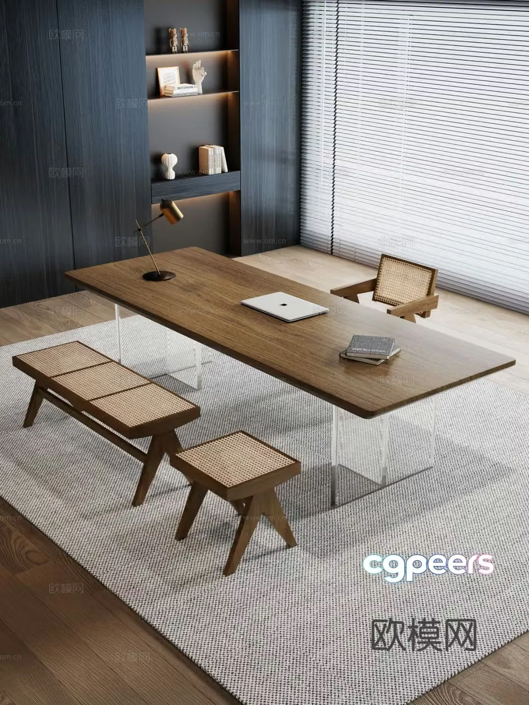 Italian large table tea table and chair combination tea table tea table tea table desk office desk 3D model