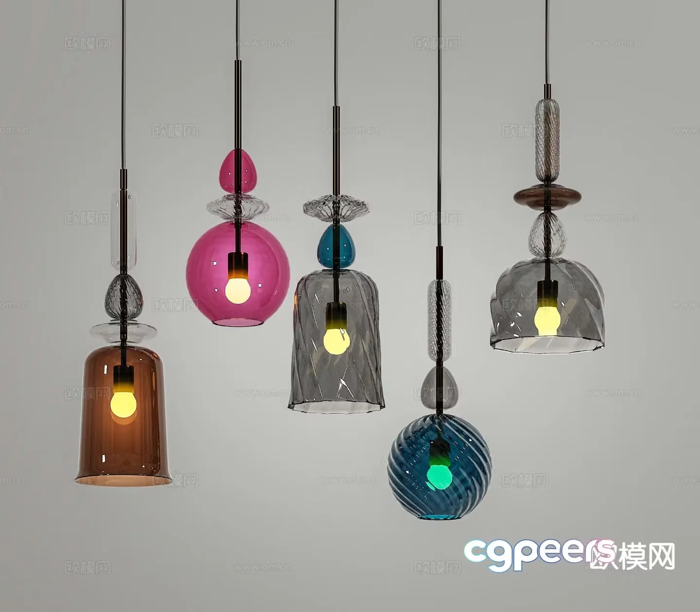 European glass chandelier 3d model