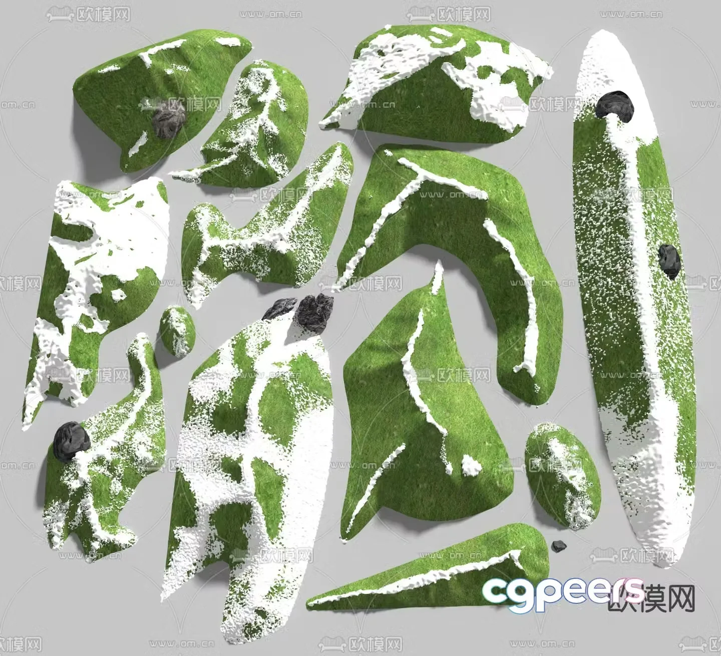 Modern micro terrain green space 3d model