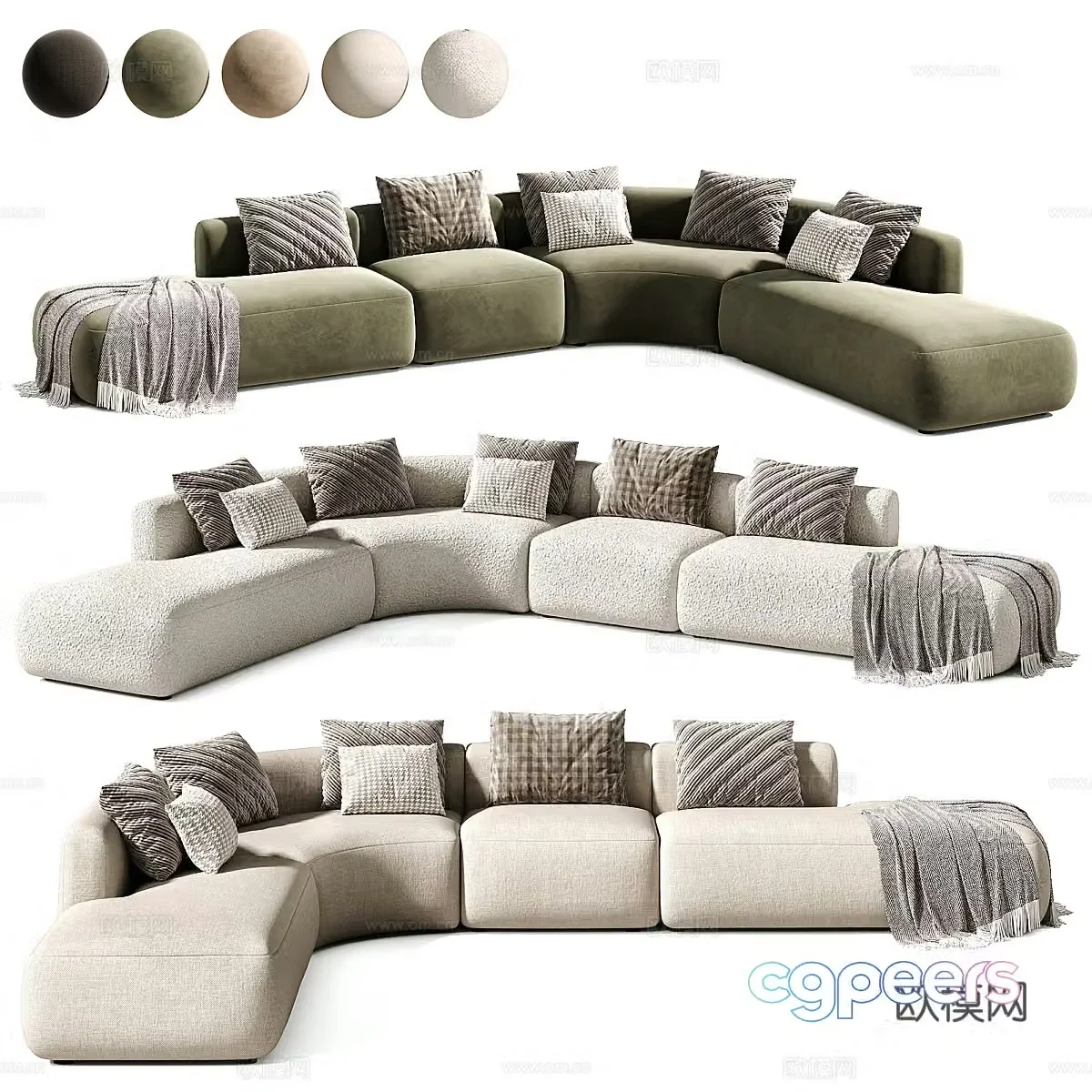Modern Italian arc combination sofa 3D model