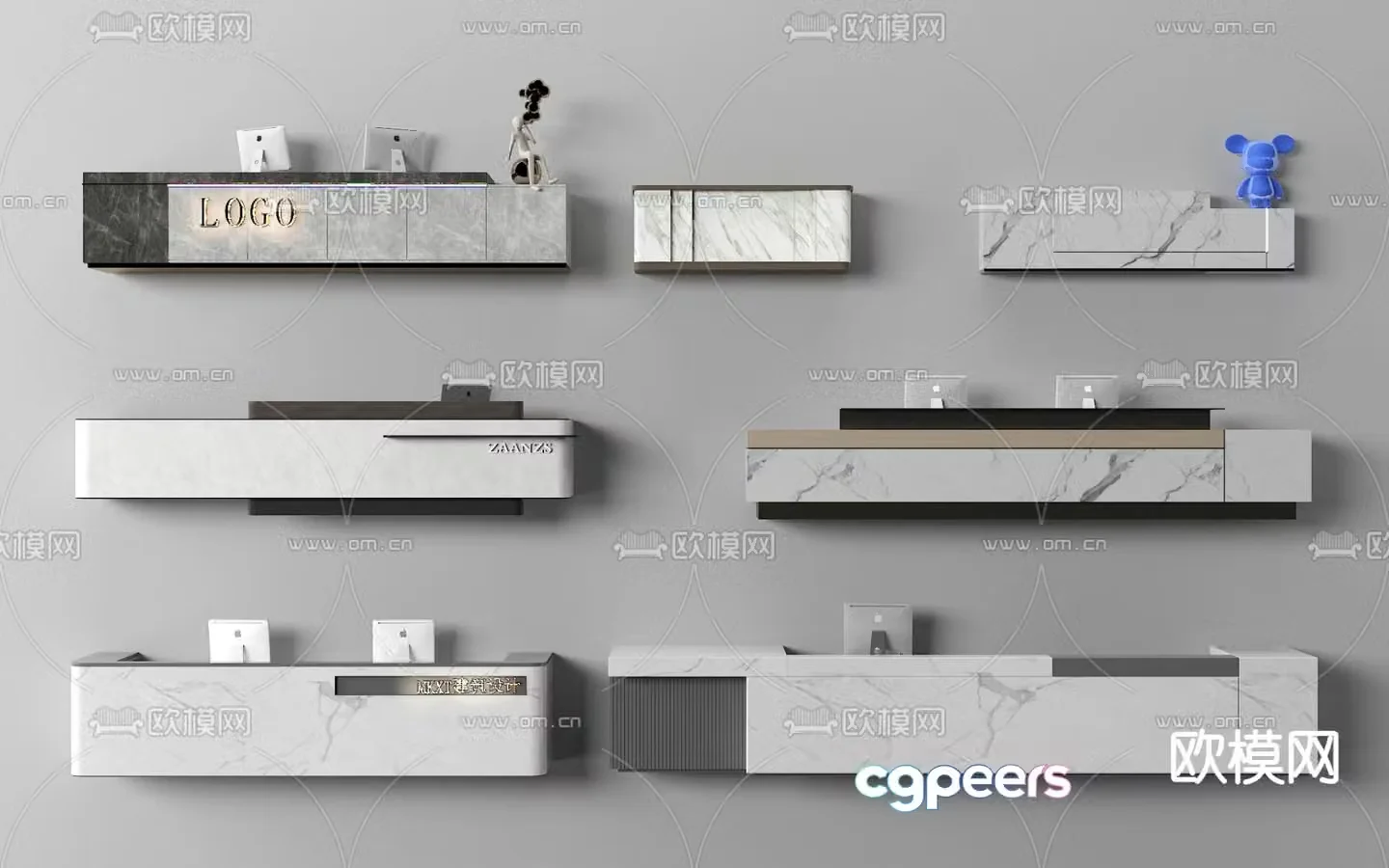 Front desk reception desk service desk 3d model