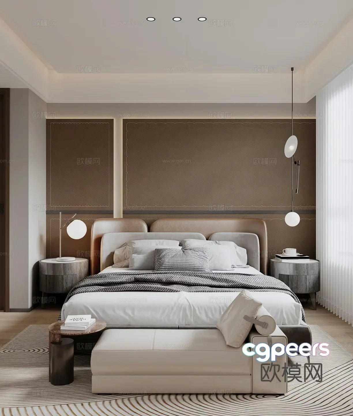 Modern light luxury bedroom 3d model