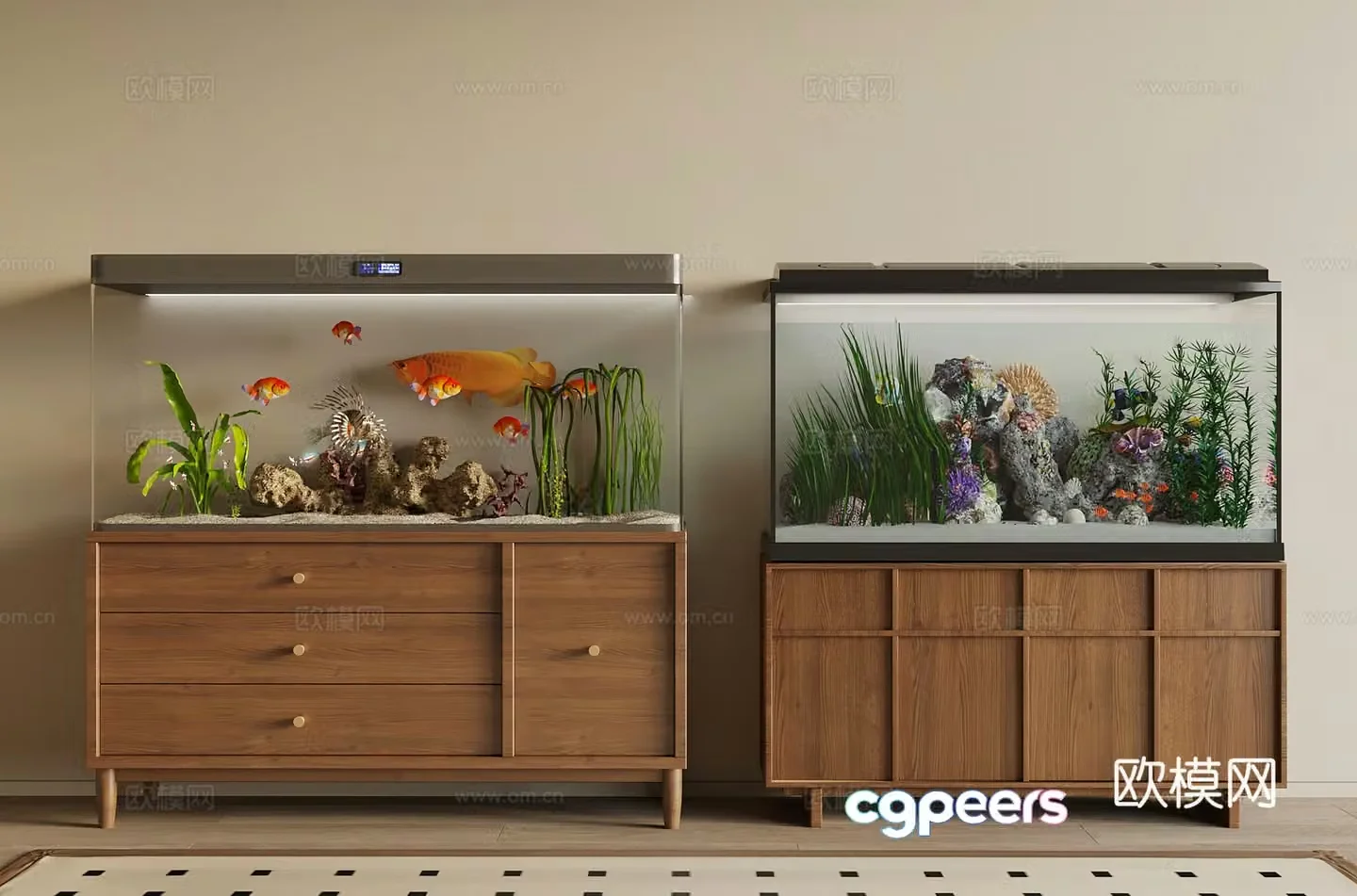 Modern fish tank 3d model