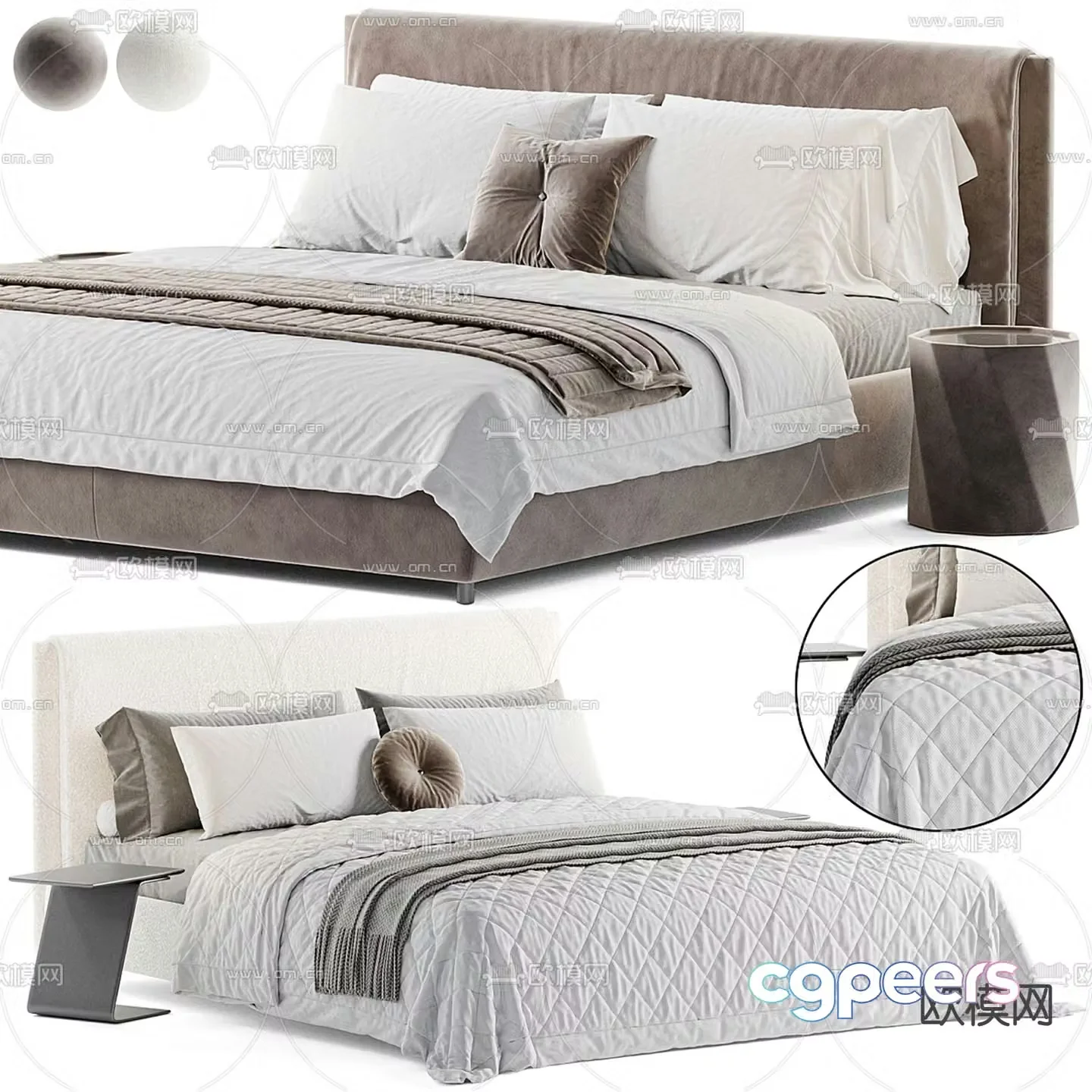 Modern double bed 3d model
