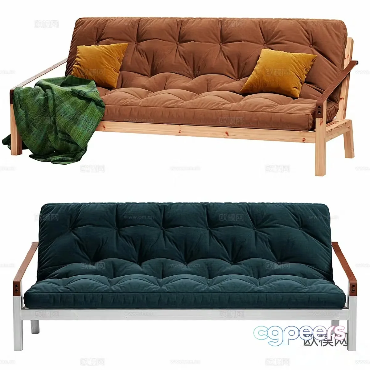 Middle-aged sofa fabric sofa double sofa casual sofa Nordic simple sofa 3D model