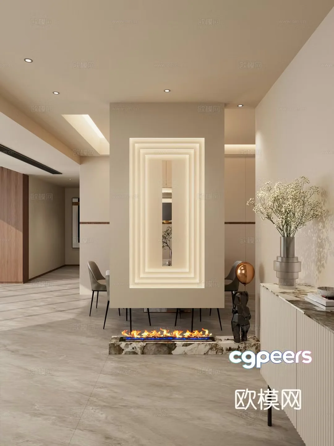 Minimalist Middle Style Scapa Interstellar View Partition Living and Dining Entrance 3D Model