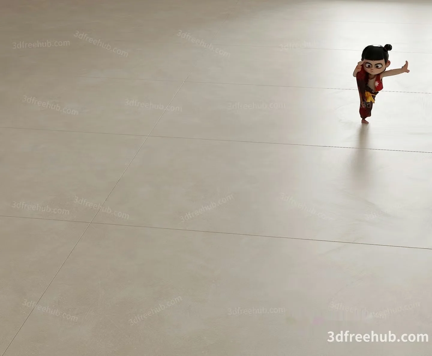 A Small Cartoon Girl In A Red Dress 3D Model – 22595 – VRAY Render
