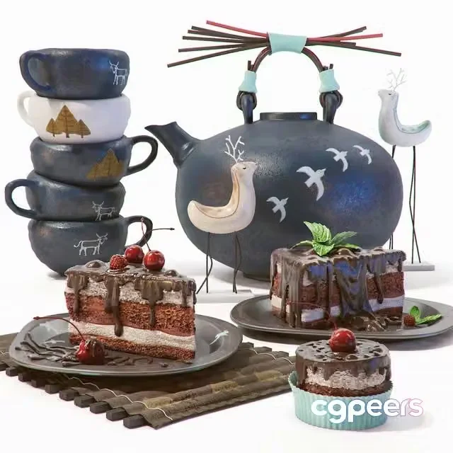 3ds Max Free – Chocolate desserts, cake with decor