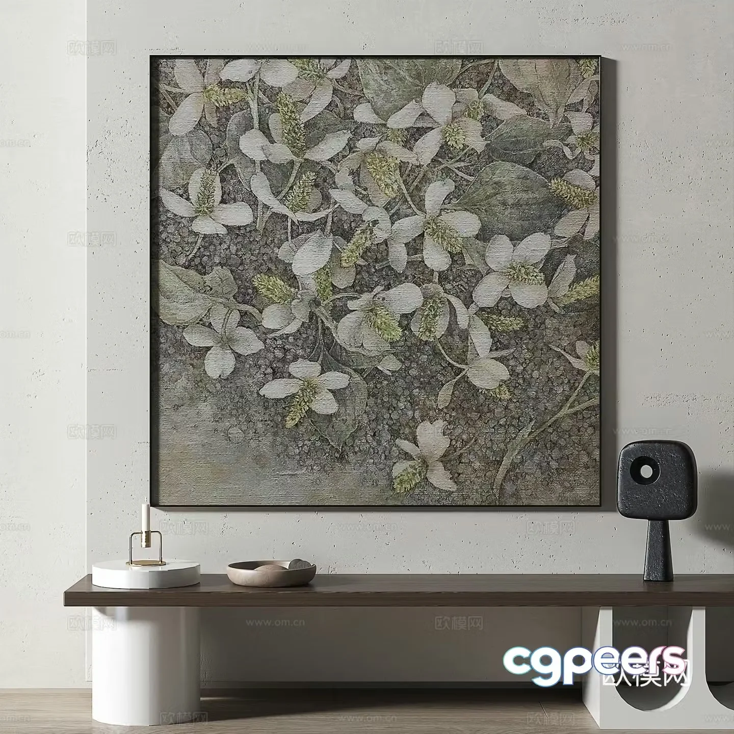 Modern medieval abstract light luxury retro oil painting decorative painting 3d model