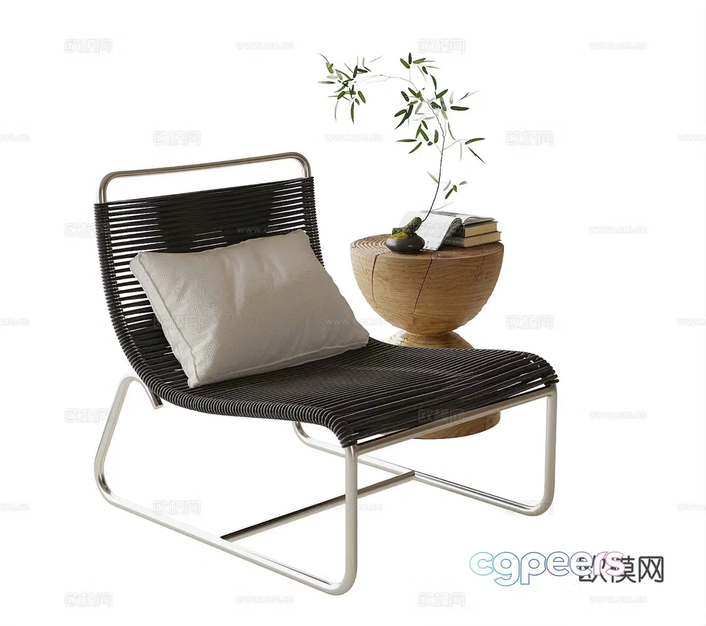 Modern leisure chair single chair side table corner table 3D model