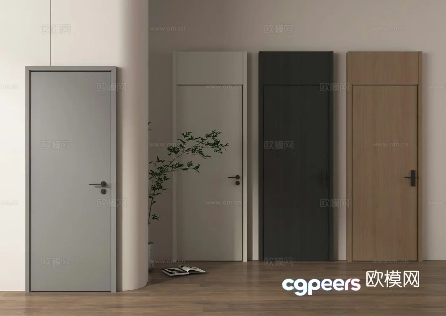 Single-open door entrance door bedroom door 3d model