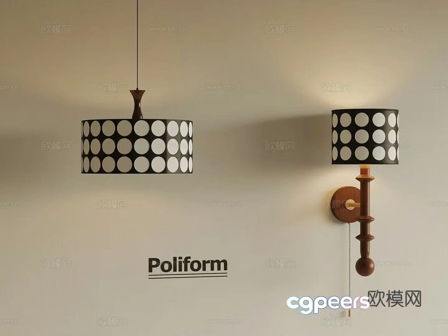 Middle-aged wall lamp small chandelier 3d model