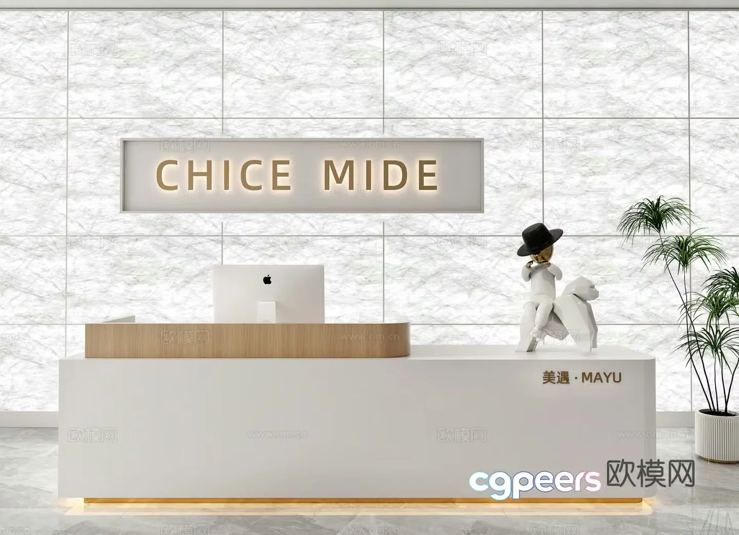 Modern front desk Company front desk Beauty salon front desk B&B reception Hotel front desk Simple front desk 3D model
