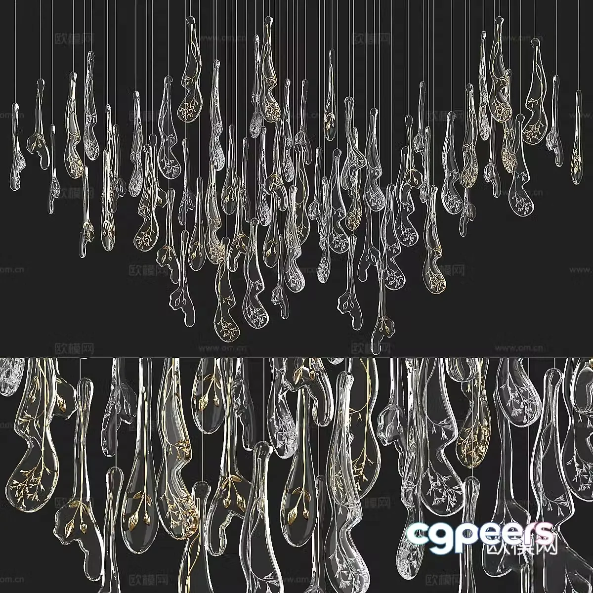 Modern Italian glass decorative craft chandelier 3d model