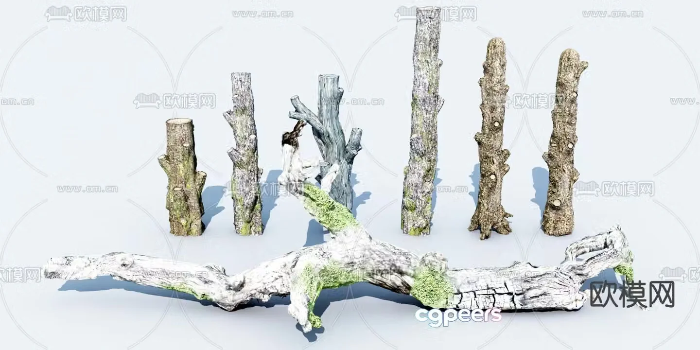 tree trunk dead tree branches 3d model