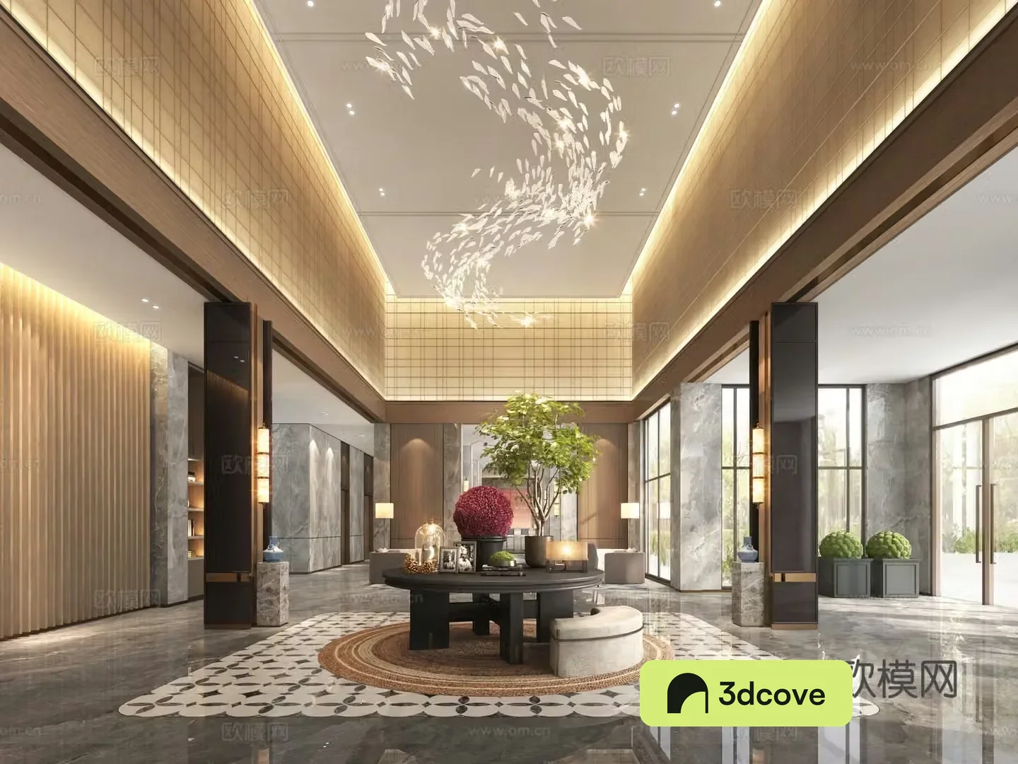 New Chinese style hotel lobby hotel front desk