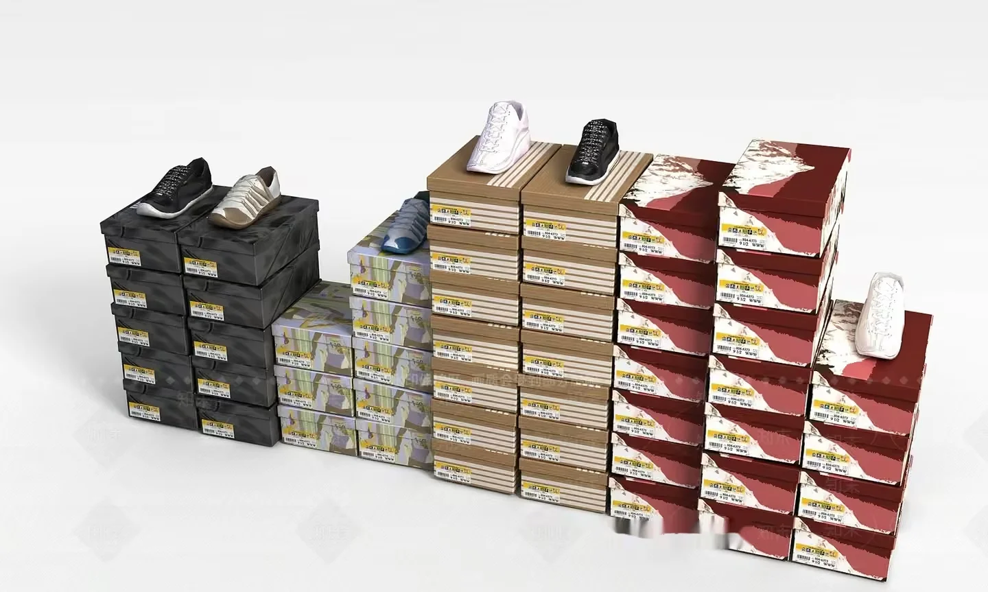 A Stack Of Shoe Boxes 3D Model – 13081 – VRAY Render