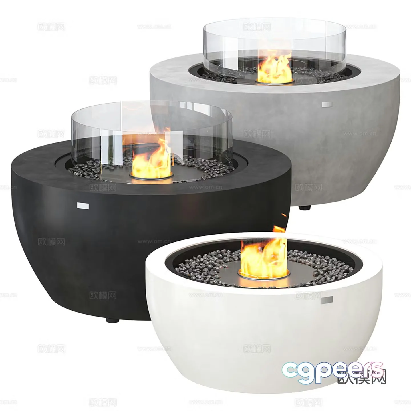 Modern circular fireplace Stove 3d model
