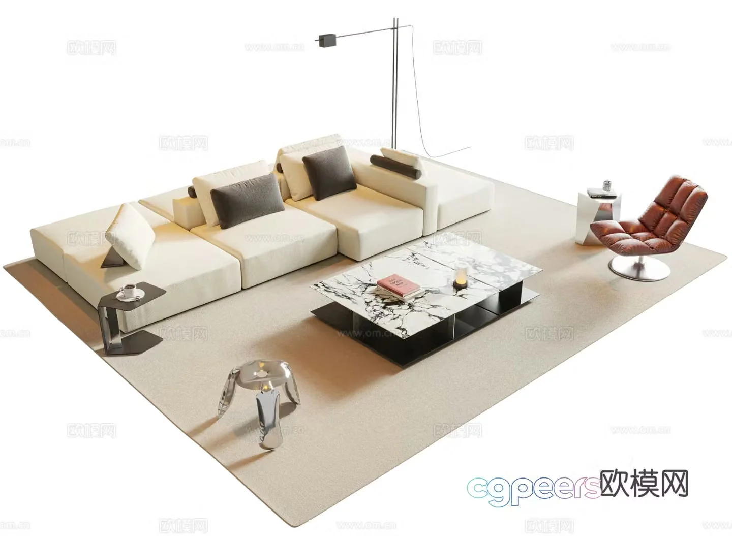 Modern sectional sofa 3d model