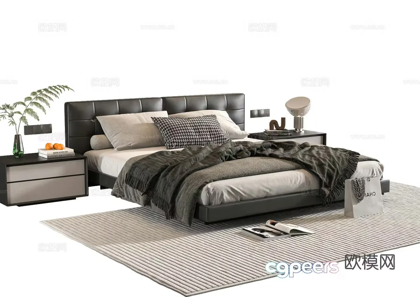 Modern double bed 3d model
