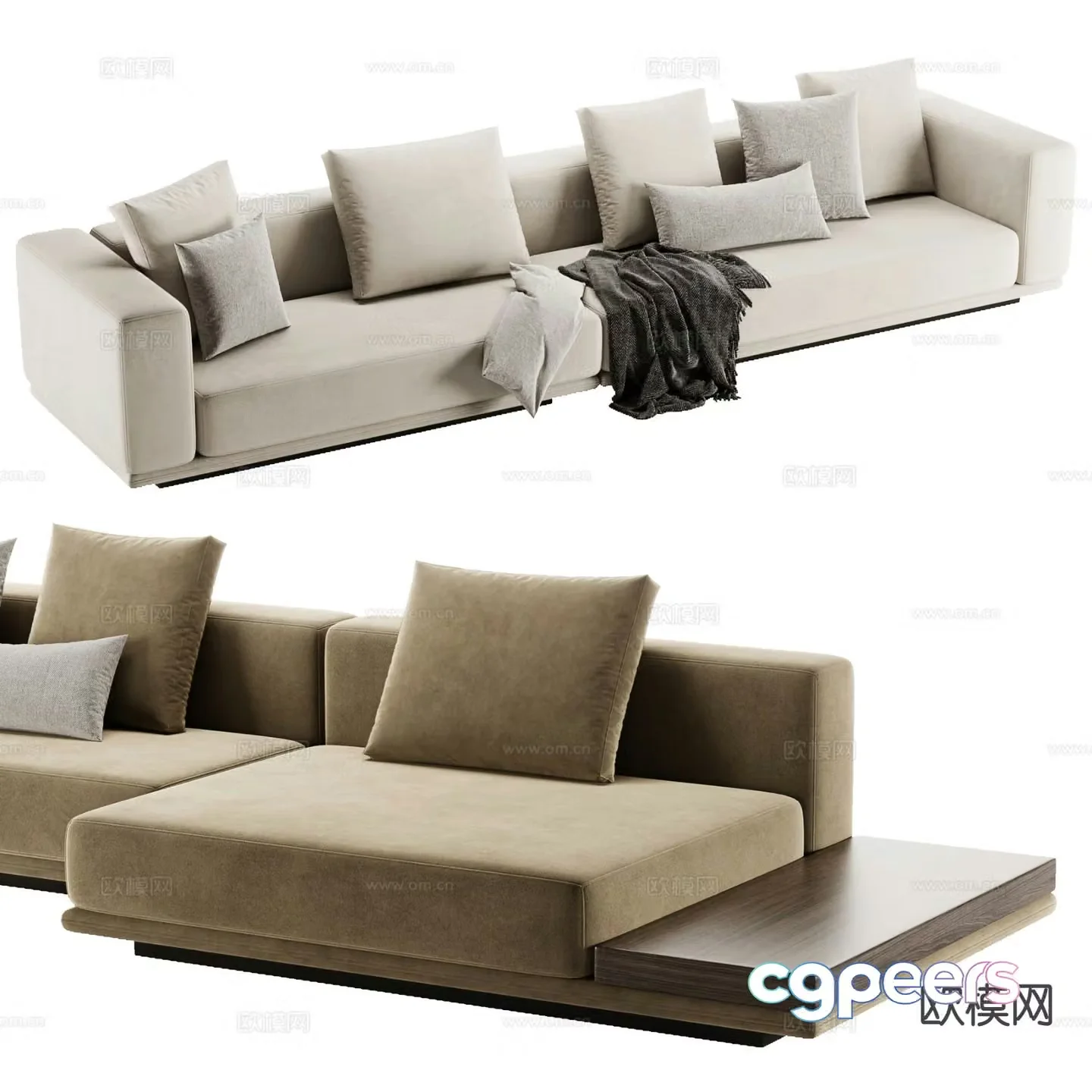 Minotti HORIZONTE modern multi-seater sofa 3d model